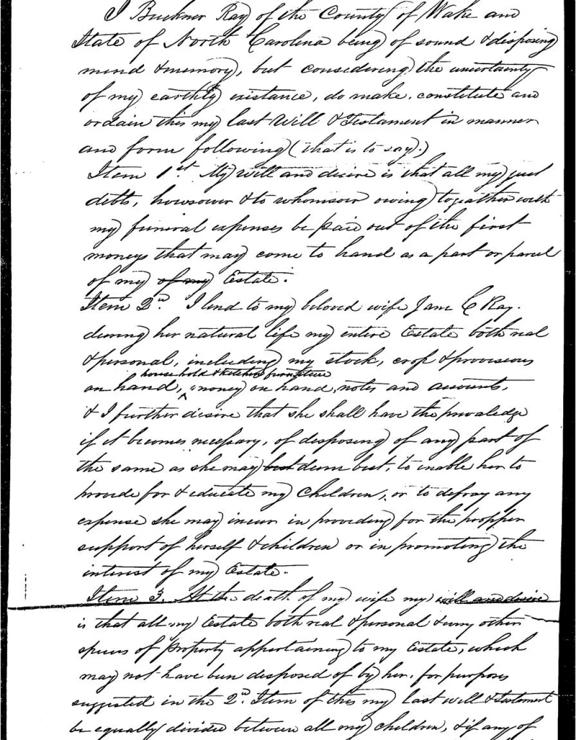 Binder page — Buckner Ray file